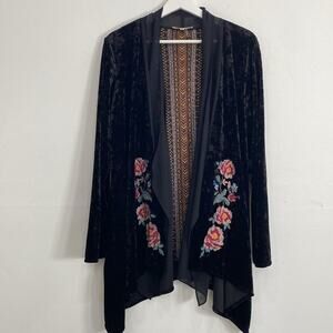 Andree Velvet Embroidered Cardigan Size Small